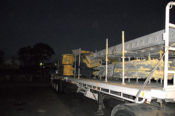 Night delivery of steel & timber